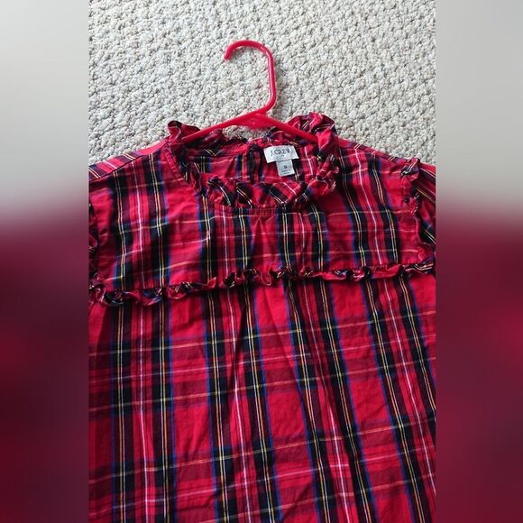 J. Crew Tartan cotton poplin top with ruffles size Small - Picture 5 of 12